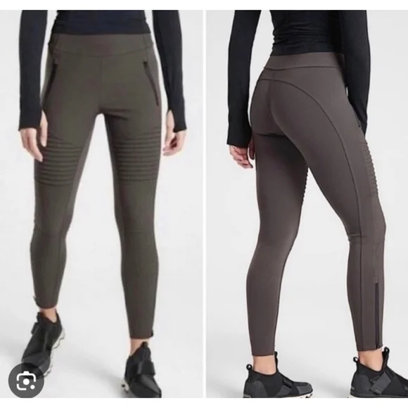 Athleta Headlands Hybrid Moto Tight Green/Gray size 2 - Picture 3 of 10